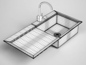 cgaxis kitchen sink with drainboard 24 3D Model