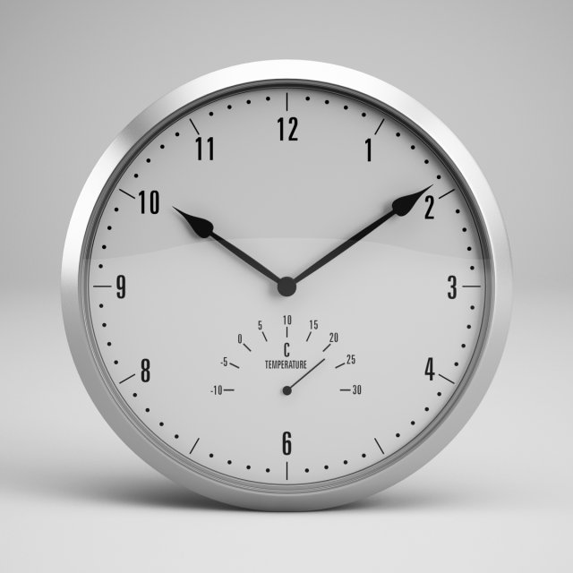 cgaxis wall clock with thermometer 30 3D Model .c4d .max .obj .3ds .fbx .stl .blend 