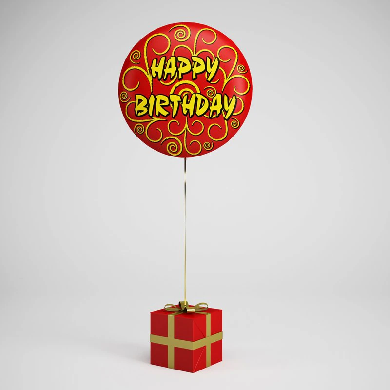 cgaxis birthday gift  balloon 08 3D Model .c4d .max .obj .3ds .fbx .stl .blend 