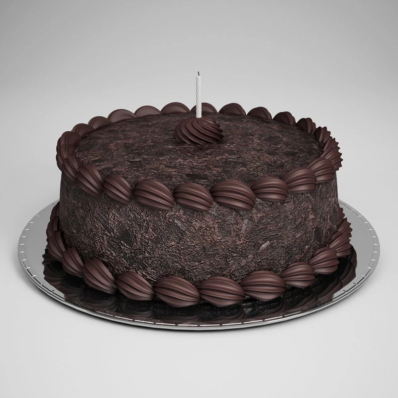 cgaxis chocolate cake with candle 12 3D Model .c4d .max .obj .3ds .fbx .stl .blend 