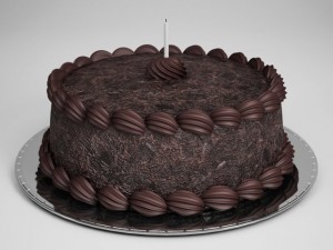 cgaxis chocolate cake with candle 12 3D Model