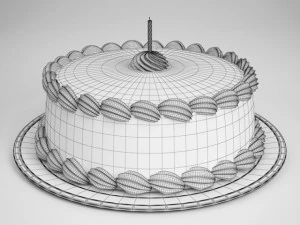 cgaxis chocolate cake with candle 12 3D Model