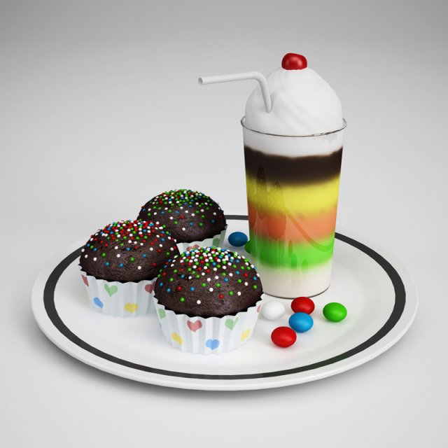 cgaxis party food  shake  cupcakes 13 3Dモデル .c4d .max .obj .3ds .fbx .stl .blend 