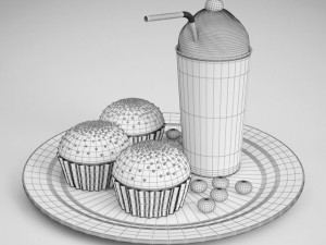 cgaxis party food  shake  cupcakes 13 3Dモデル