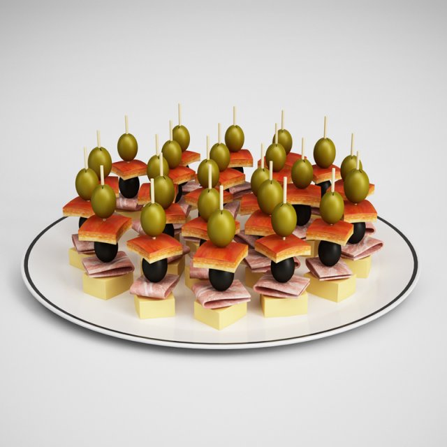 cgaxis appetizers on plate 20 3D 모델 .c4d .max .obj .3ds .fbx .stl .blend 