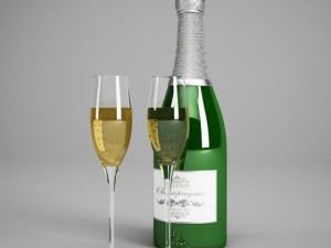 cgaxis champagne bottle glasses 22 3D Model