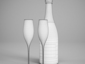 cgaxis champagne bottle glasses 22 3D Model
