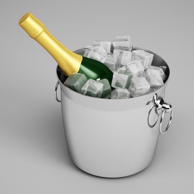 cgaxis champagne bottle in ice bucket 23 Modèle 3D .c4d .max .obj .3ds .fbx .stl .blend 