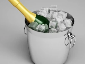 Бутылка шампанского cgaxis в ведерке для льда 23 3D Модель