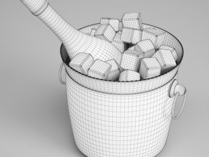 cgaxis champagne bottle in ice bucket 23 Modèle 3D
