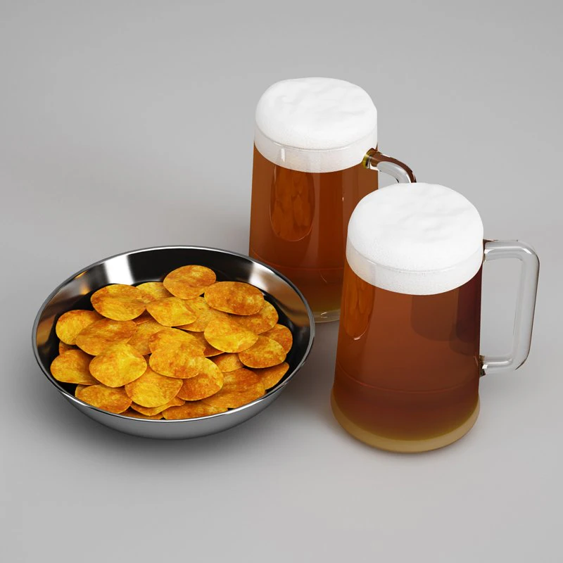 cgaxis potato chips  beer 24 3D Model .c4d .max .obj .3ds .fbx .stl .blend 