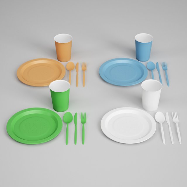 cgaxis plastic dishes  utensils 25 3D मॉडल .c4d .max .obj .3ds .fbx .stl .blend 