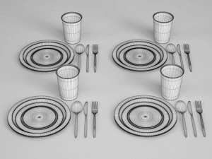 cgaxis plastic dishes  utensils 25 3D Model