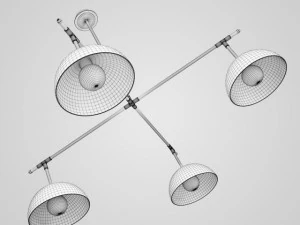 cgaxis fourbulb ceiling lamp 10 3D Model