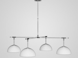 cgaxis fourbulb ceiling lamp 10 3D Модель