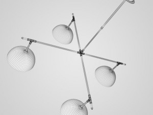 cgaxis fourbulb ceiling lamp 10 3D Модель