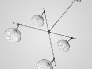 cgaxis fourbulb ceiling lamp 10 3D Model