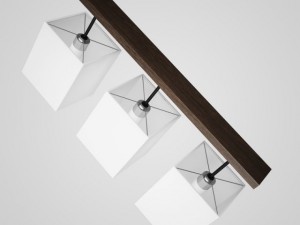 cgaxis triple wooden ceiling lamp 13 3D Model