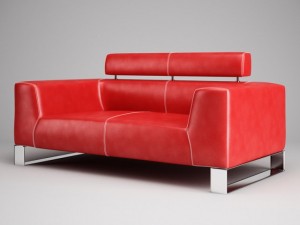 cgaxis red leather sofa 01 3D Модель