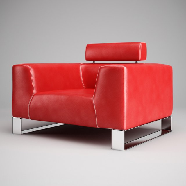 cgaxis red leather armchair 02 3Dモデル .c4d .max .obj .3ds .fbx .stl .blend
