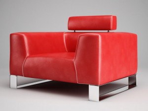 cgaxis red leather armchair 02 Model 3D