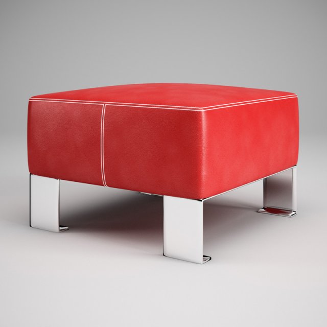 cgaxis red leather pouf 03 3D Model .c4d .max .obj .3ds .fbx .stl .blend 