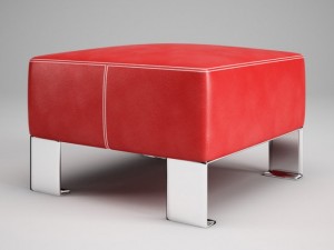 cgaxis red leather pouf 03 Model 3D