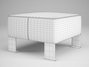 cgaxis red leather pouf 03 3D Model