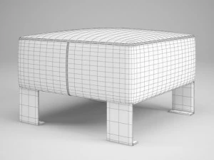 cgaxis red leather pouf 03 3D Model