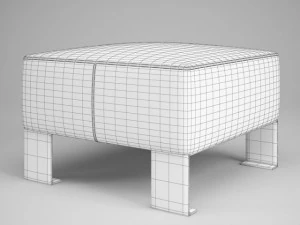 cgaxis white leather pouf 05 3D Model