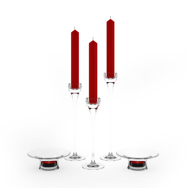 glass candlesticks set 3D Модель .c4d .max .obj .3ds .fbx .stl .blend 