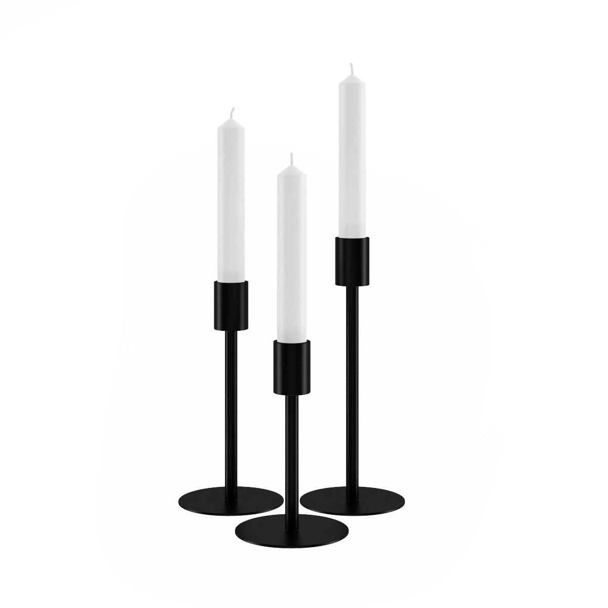 black candlesticks 3D Model .c4d .max .obj .3ds .fbx .stl .blend 