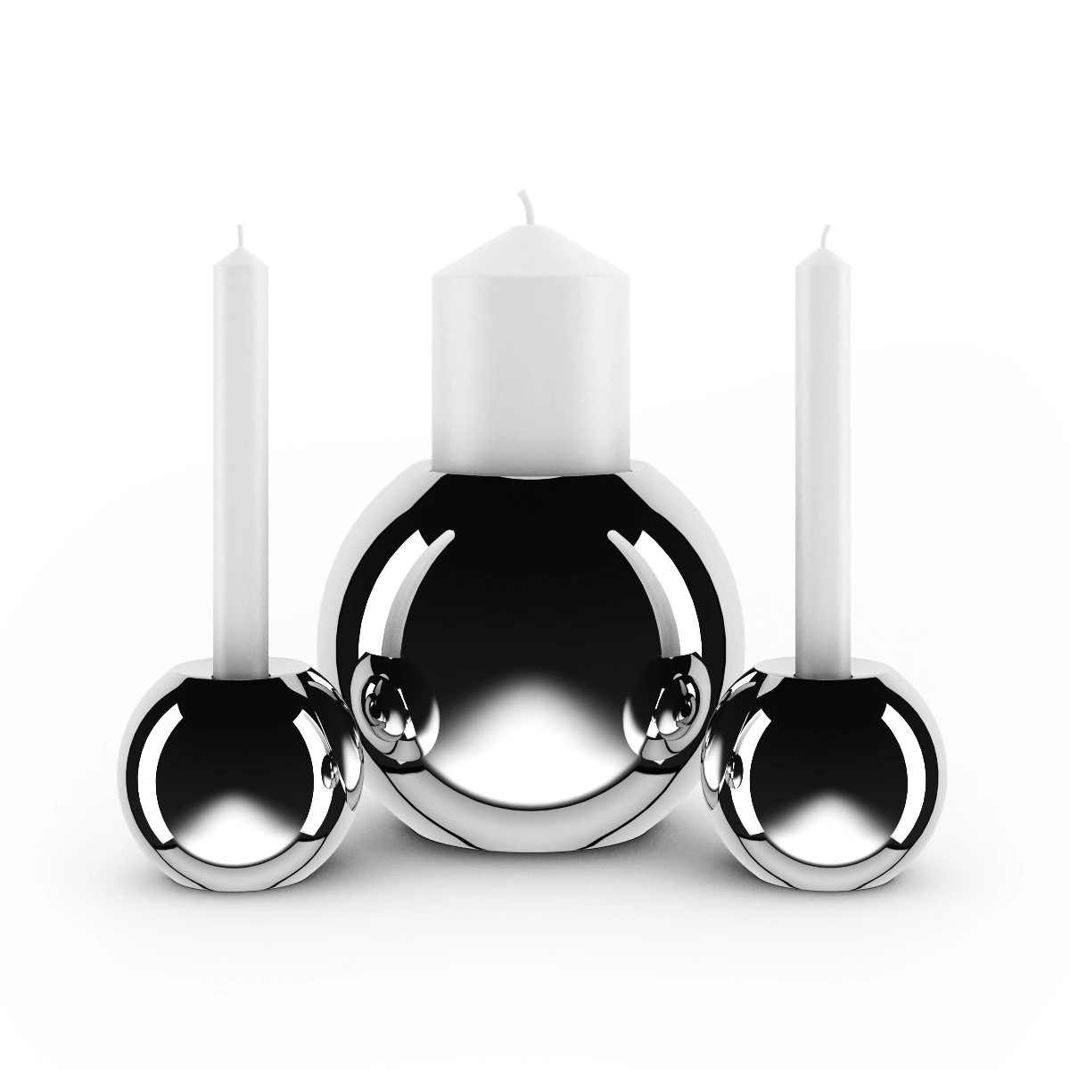 chrome candlesticks 3D Model .c4d .max .obj .3ds .fbx .stl .blend 