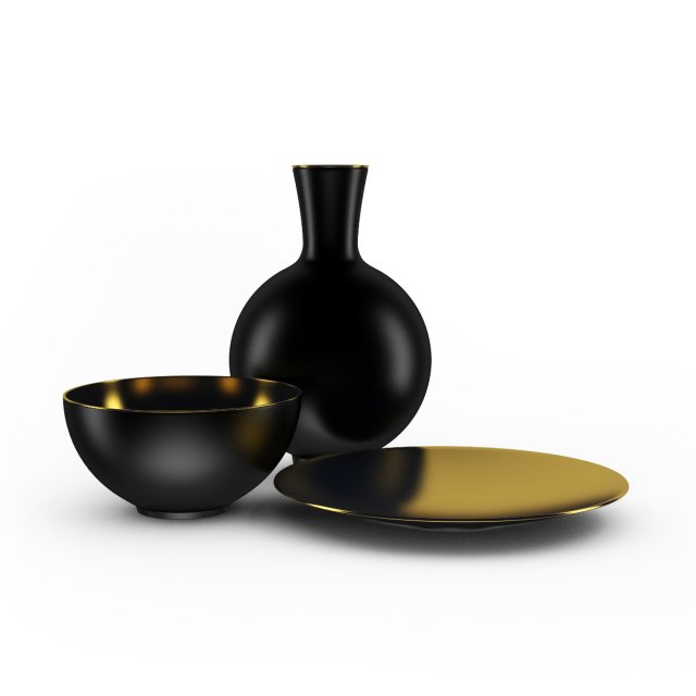vase and bowls set Model 3D .c4d .max .obj .3ds .fbx .stl .blend 
