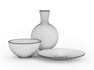 vase and bowls set Model 3D