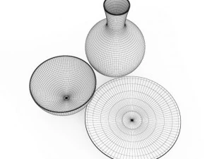 vase and bowls set 3D Model