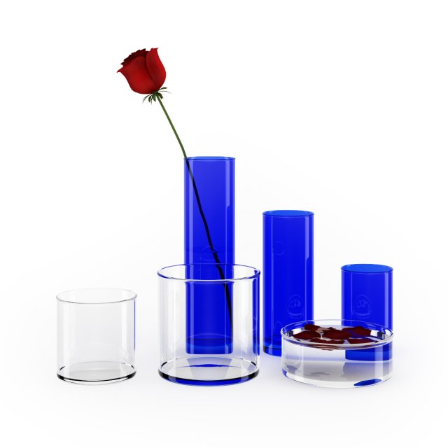 rose and vases set 3D मॉडल .c4d .max .obj .3ds .fbx .stl .blend