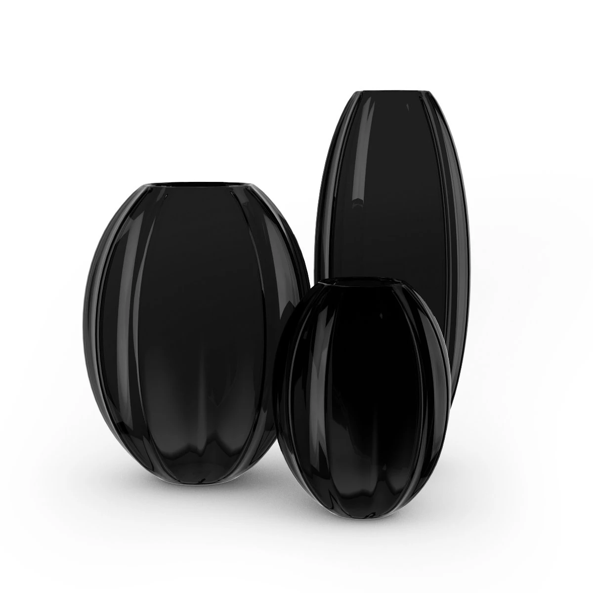 black vases set 3D Model .c4d .max .obj .3ds .fbx .stl .blend 
