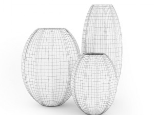 black vases set 3D 模型