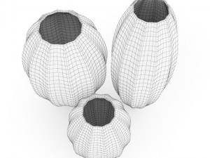 black vases set 3D 模型
