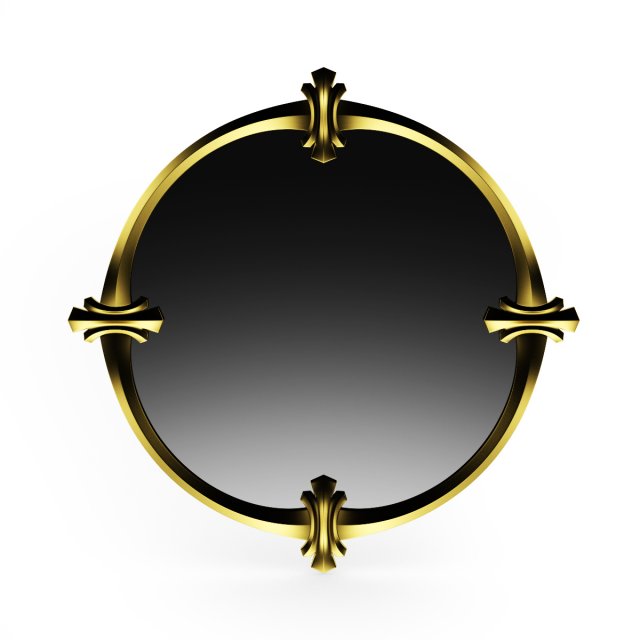 golden round mirror 3D 模型 .c4d .max .obj .3ds .fbx .stl .blend 
