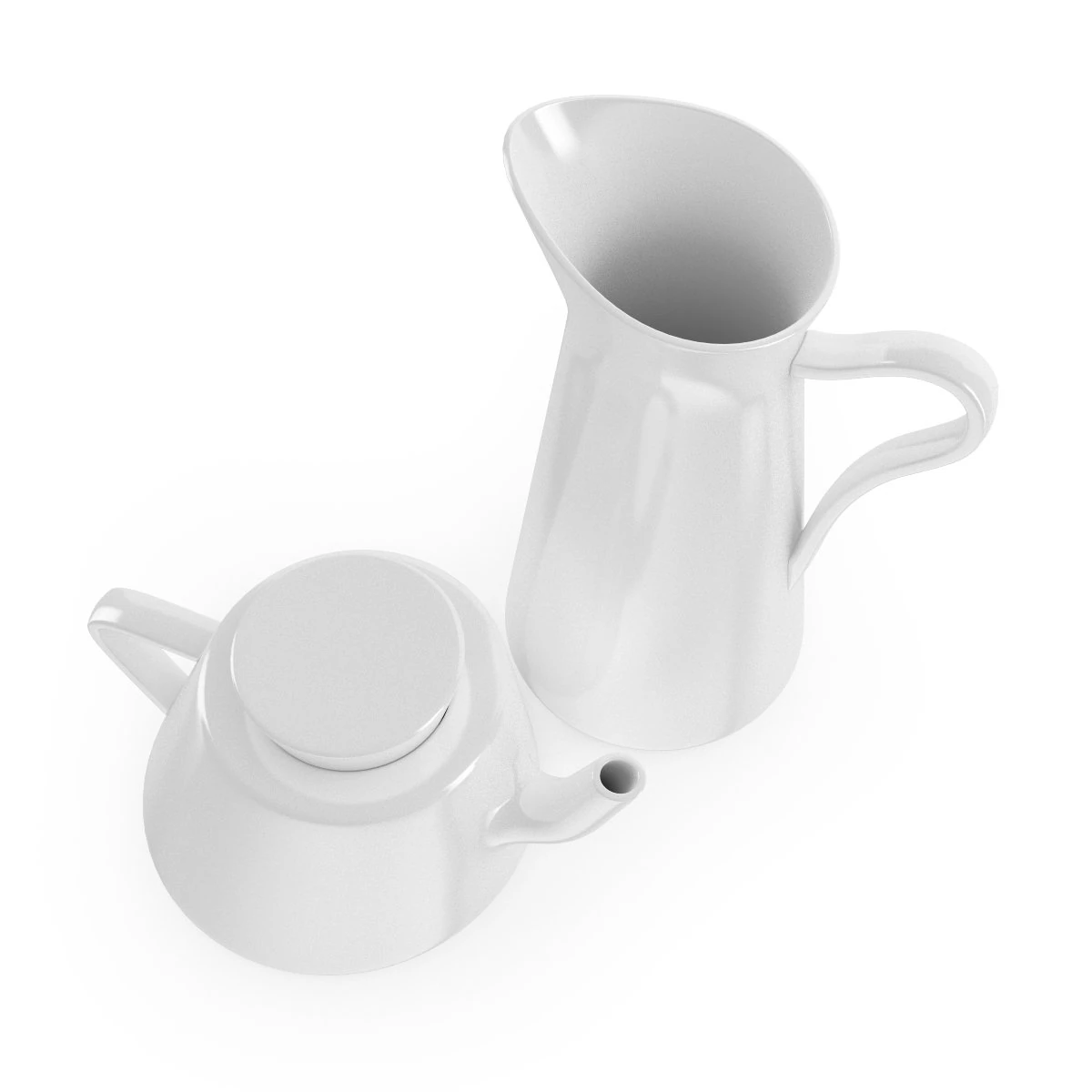 teapot and jug 3D Model .c4d .max .obj .3ds .fbx .stl .blend 