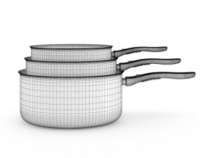 black cookcing pots Modello 3D
