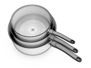 black cookcing pots Modello 3D