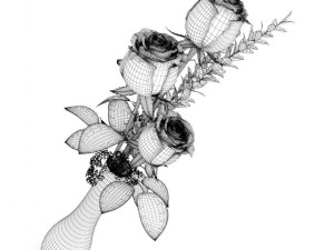 roses in flask Modèle 3D