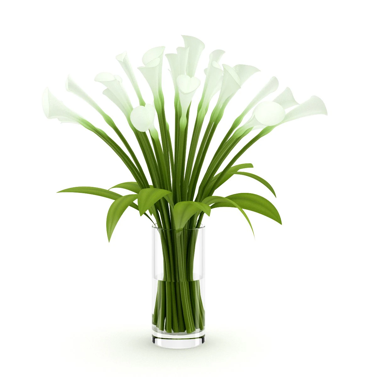 lilies in vase 3D Model .c4d .max .obj .3ds .fbx .stl .blend 