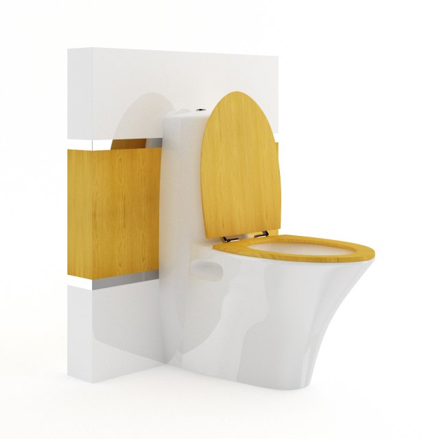 toilet bowl with wooden elements 3D 모델 .c4d .max .obj .3ds .fbx .stl .blend