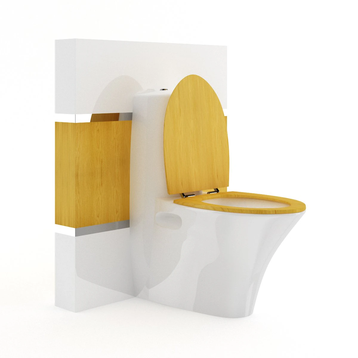 toilet bowl with wooden elements 3D Model .c4d .max .obj .3ds .fbx .stl .blend 