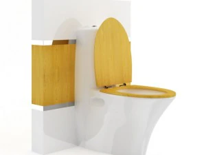 Toilettensch&uuml;ssel mit Holzelementen 3D Modell