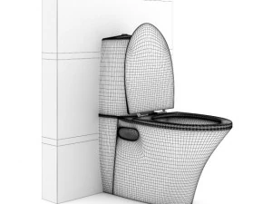 toilet bowl with wooden elements 3D Model